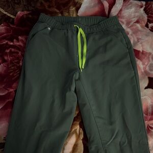 Figs Men's Olive Joggers with Neon Drawstring
